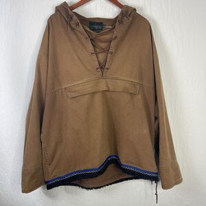 Vintage J Crew Oarsman Anorak Hooded Brown Canvas Mens XL Preppy Rara Parka Hunt